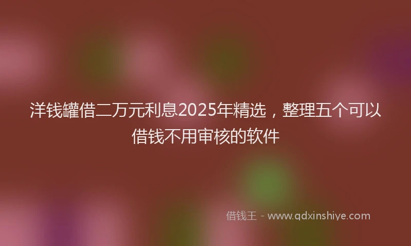 洋钱罐借二万元利息2025年精选，整理五个可以借钱不用审核的软件