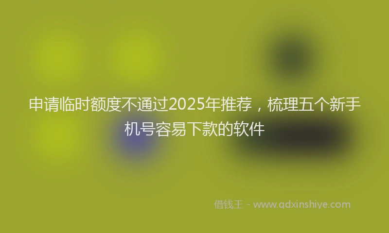 申请临时额度不通过2025年推荐，梳理五个新手机号容易下款的软件