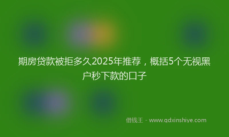 期房贷款被拒多久2025年推荐，概括5个无视黑户秒下款的口子