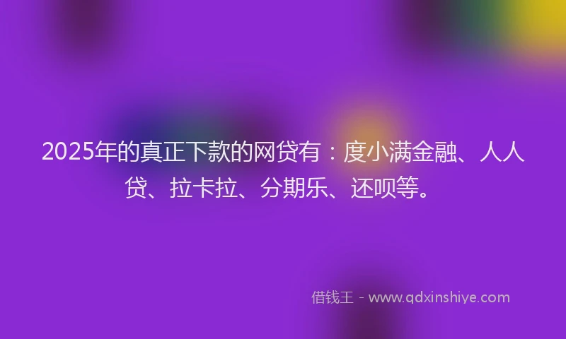 2025年的真正下款的网贷有：度小满金融、人人贷、拉卡拉、分期乐、还呗等。