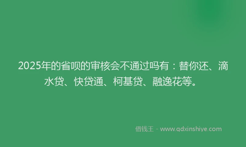 2025年的省呗的审核会不通过吗有：替你还、滴水贷、快贷通、柯基贷、融逸花等。
