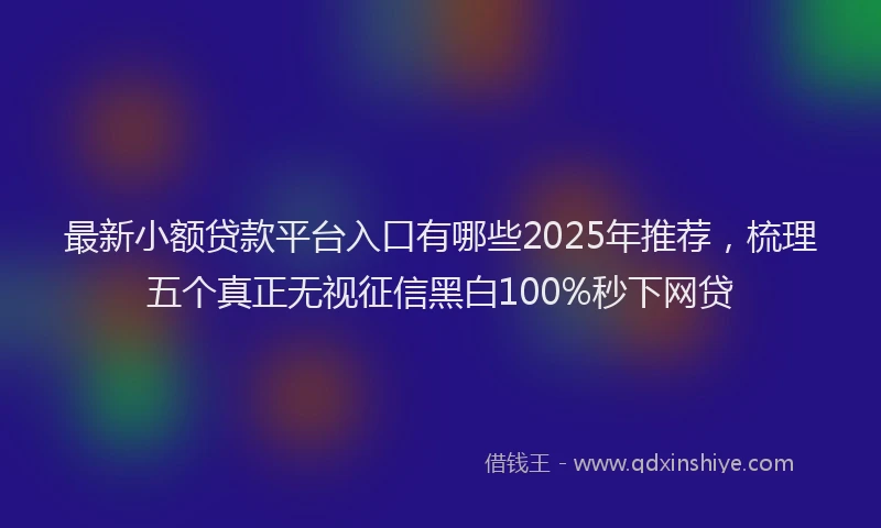 最新小额贷款平台入口有哪些2025年推荐，梳理五个真正无视征信黑白100%秒下网贷