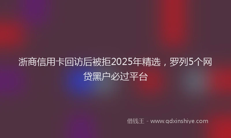 浙商信用卡回访后被拒2025年精选，罗列5个网贷黑户必过平台