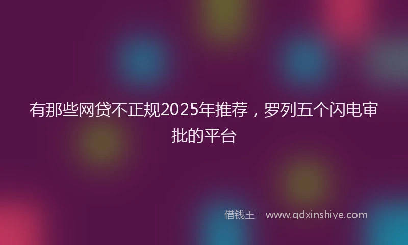 有那些网贷不正规2025年推荐，罗列五个闪电审批的平台