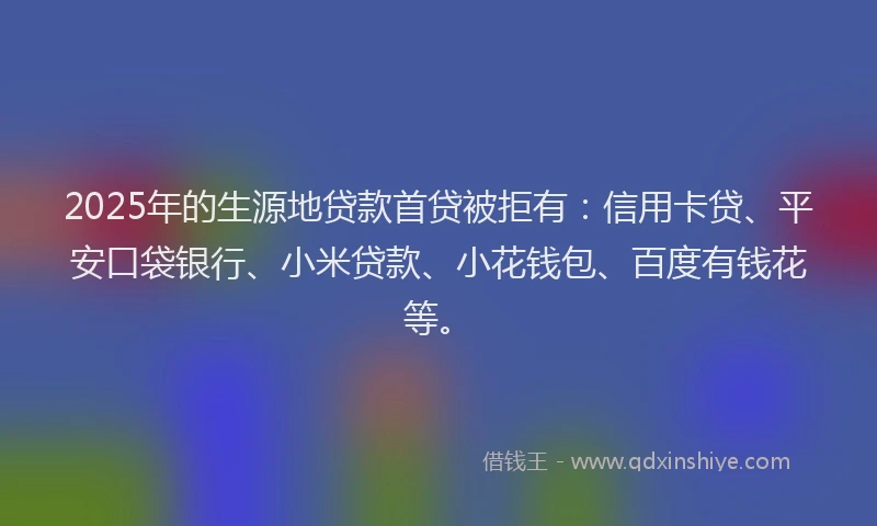 2025年的生源地贷款首贷被拒有：信用卡贷、平安口袋银行、小米贷款、小花钱包、百度有钱花等。