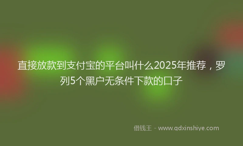 直接放款到支付宝的平台叫什么2025年推荐，罗列5个黑户无条件下款的口子