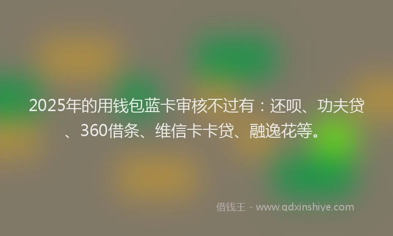 2025年的用钱包蓝卡审核不过有：还呗、功夫贷、360借条、维信卡卡贷、融逸花等。