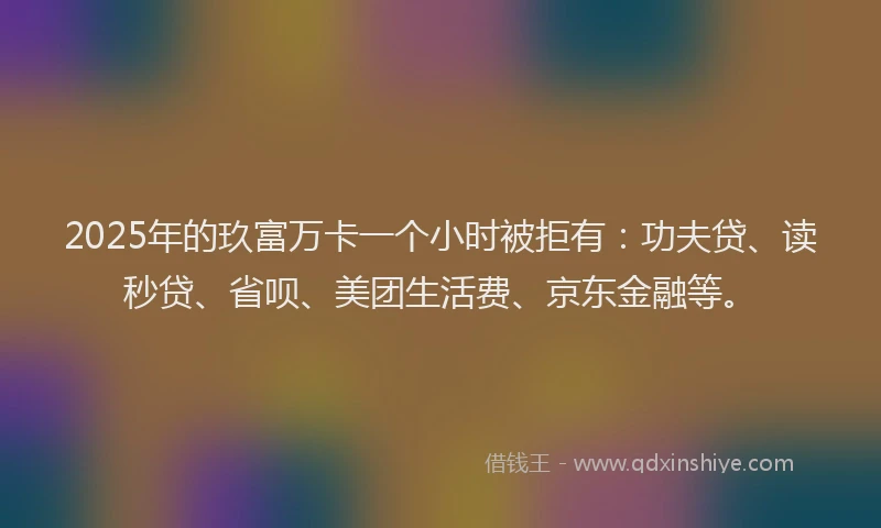 2025年的玖富万卡一个小时被拒有：功夫贷、读秒贷、省呗、美团生活费、京东金融等。