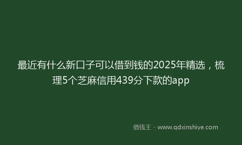 最近有什么新口子可以借到钱的2025年精选，梳理5个芝麻信用439分下款的app