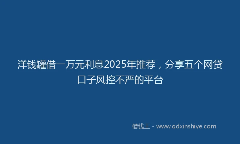 洋钱罐借一万元利息2025年推荐，分享五个网贷口子风控不严的平台