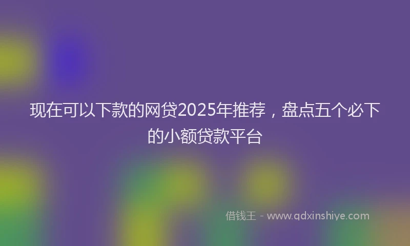 现在可以下款的网贷2025年推荐，盘点五个必下的小额贷款平台