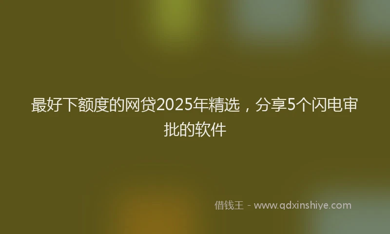 最好下额度的网贷2025年精选，分享5个闪电审批的软件
