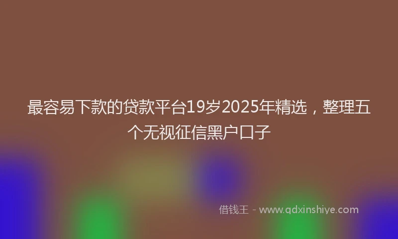 最容易下款的贷款平台19岁2025年精选，整理五个无视征信黑户口子