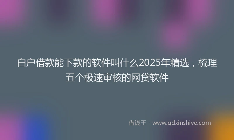 白户借款能下款的软件叫什么2025年精选，梳理五个极速审核的网贷软件
