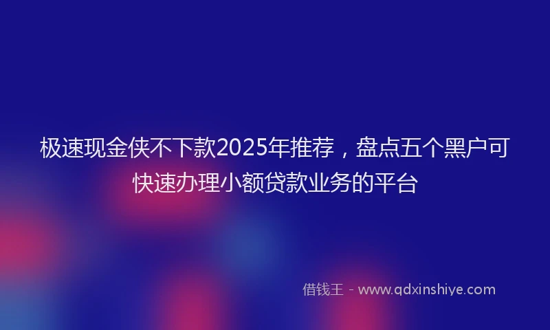 极速现金侠不下款2025年推荐，盘点五个黑户可快速办理小额贷款业务的平台