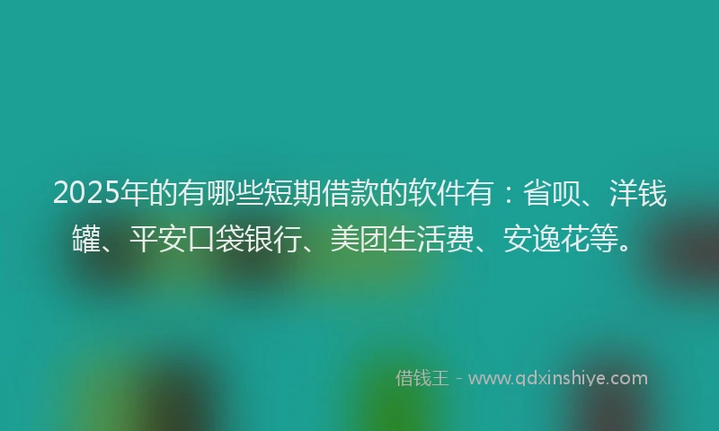 2025年的有哪些短期借款的软件有：省呗、洋钱罐、平安口袋银行、美团生活费、安逸花等。