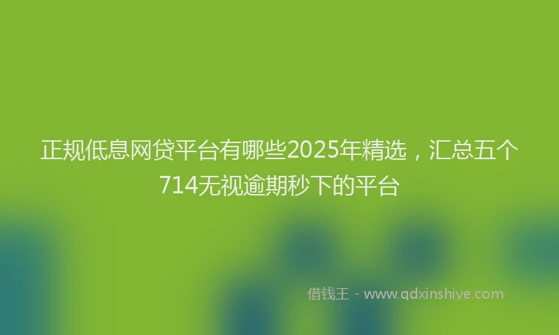 正规低息网贷平台有哪些2025年精选，汇总五个714无视逾期秒下的平台