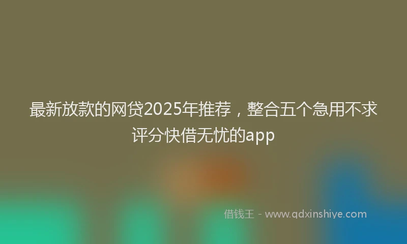 最新放款的网贷2025年推荐，整合五个急用不求评分快借无忧的app
