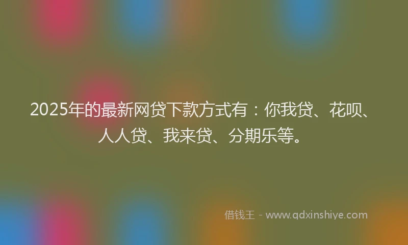 2025年的最新网贷下款方式有：你我贷、花呗、人人贷、我来贷、分期乐等。
