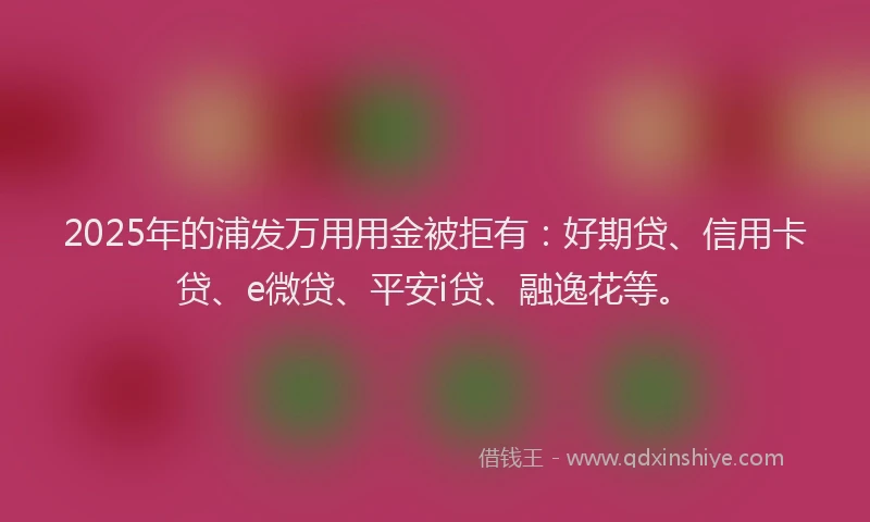 2025年的浦发万用用金被拒有：好期贷、信用卡贷、e微贷、平安i贷、融逸花等。