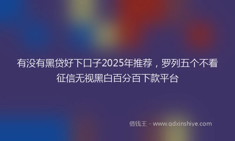 有没有黑贷好下口子2025年推荐，罗列五个不看征信无视黑白百分百下款平台