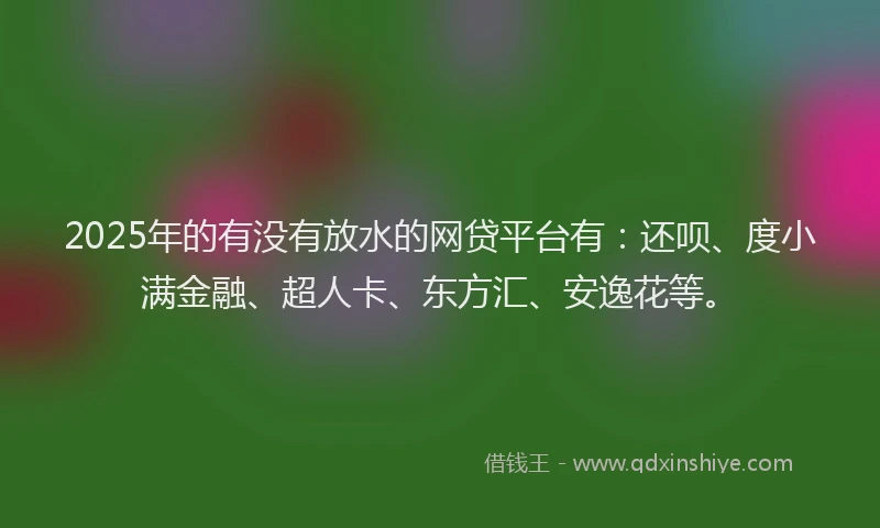 2025年的有没有放水的网贷平台有：还呗、度小满金融、超人卡、东方汇、安逸花等。
