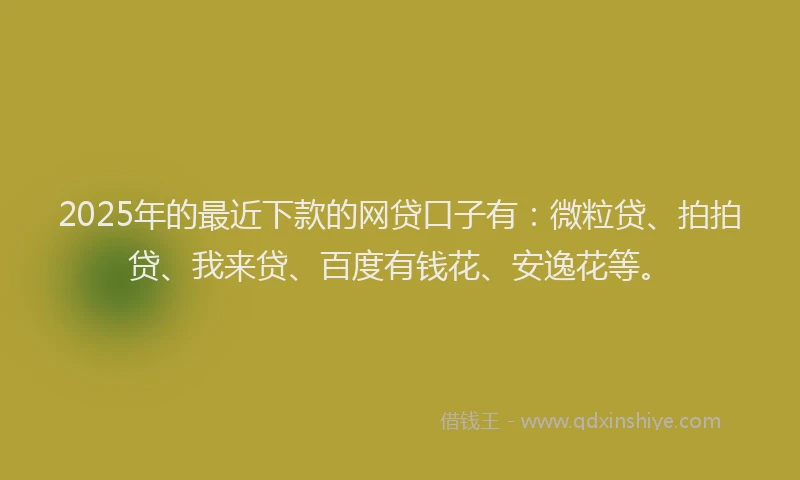 2025年的最近下款的网贷口子有：微粒贷、拍拍贷、我来贷、百度有钱花、安逸花等。