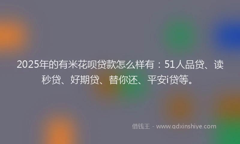 2025年的有米花呗贷款怎么样有：51人品贷、读秒贷、好期贷、替你还、平安i贷等。