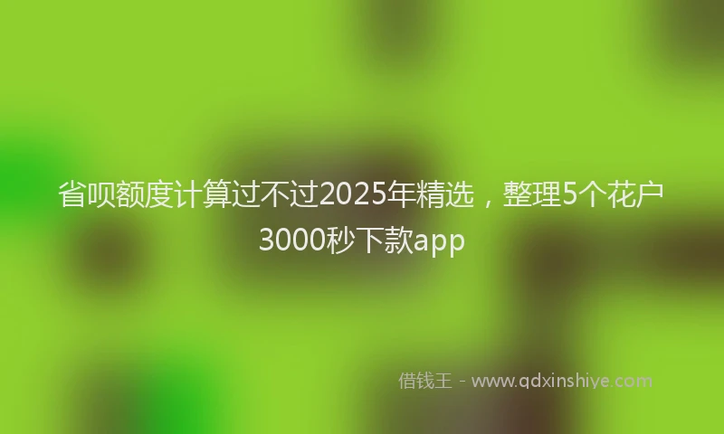 省呗额度计算过不过2025年精选，整理5个花户3000秒下款app