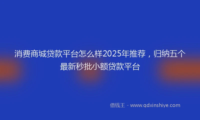 消费商城贷款平台怎么样2025年推荐，归纳五个最新秒批小额贷款平台