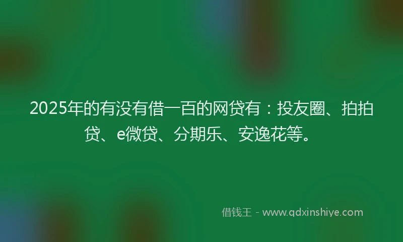 2025年的有没有借一百的网贷有：投友圈、拍拍贷、e微贷、分期乐、安逸花等。