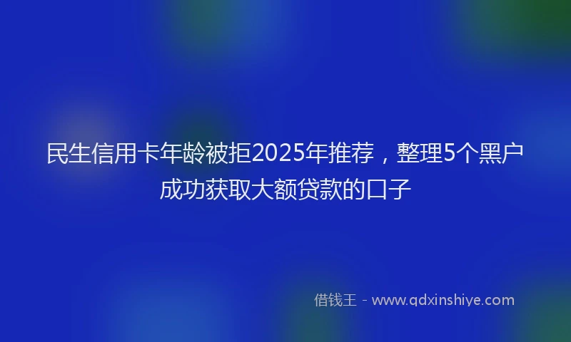 民生信用卡年龄被拒2025年推荐，整理5个黑户成功获取大额贷款的口子