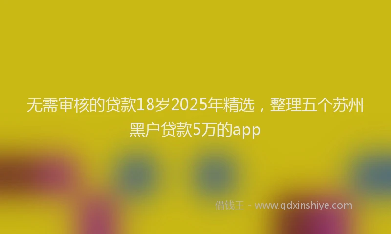 无需审核的贷款18岁2025年精选，整理五个苏州黑户贷款5万的app