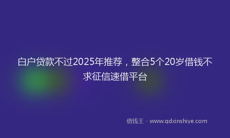 白户贷款不过2025年推荐，整合5个20岁借钱不求征信速借平台