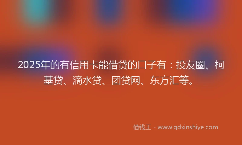 2025年的有信用卡能借贷的口子有：投友圈、柯基贷、滴水贷、团贷网、东方汇等。