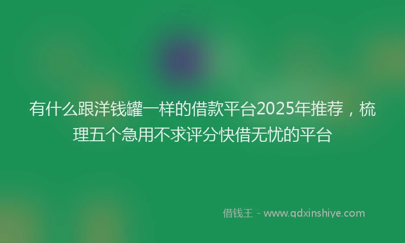 有什么跟洋钱罐一样的借款平台2025年推荐，梳理五个急用不求评分快借无忧的平台