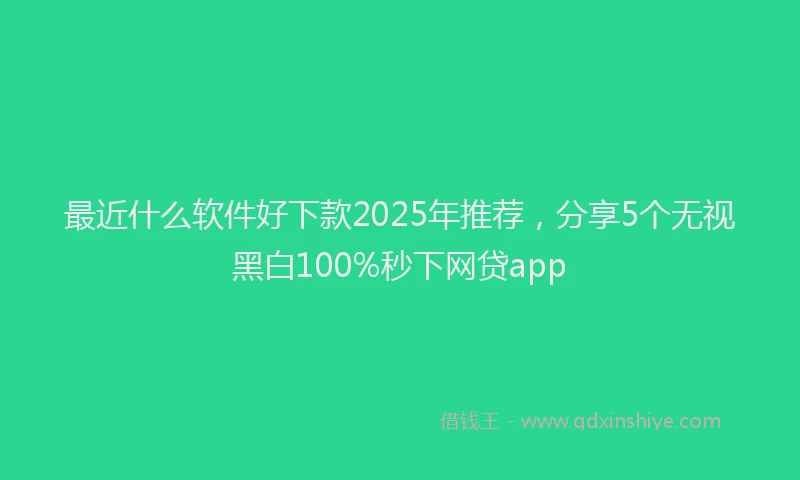 最近什么软件好下款2025年推荐，分享5个无视黑白100%秒下网贷app
