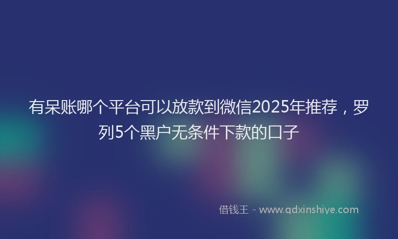 有呆账哪个平台可以放款到微信2025年推荐，罗列5个黑户无条件下款的口子