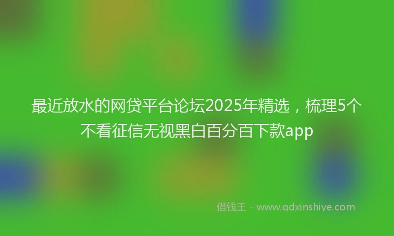 最近放水的网贷平台论坛2025年精选，梳理5个不看征信无视黑白百分百下款app