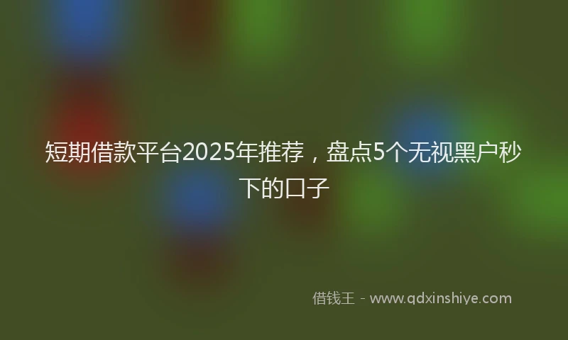 短期借款平台2025年推荐，盘点5个无视黑户秒下的口子