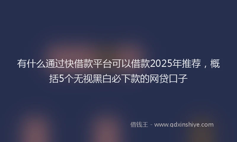 有什么通过快借款平台可以借款2025年推荐，概括5个无视黑白必下款的网贷口子