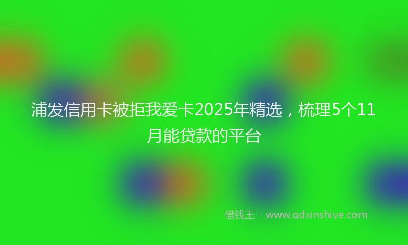 浦发信用卡被拒我爱卡2025年精选，梳理5个11月能贷款的平台