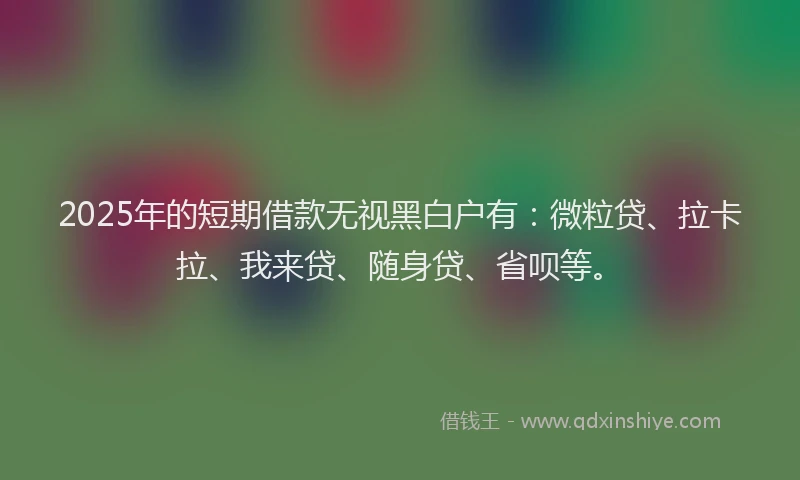 2025年的短期借款无视黑白户有：微粒贷、拉卡拉、我来贷、随身贷、省呗等。