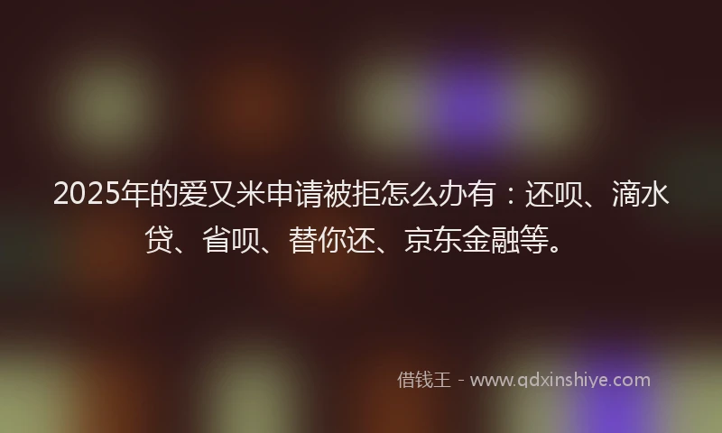 2025年的爱又米申请被拒怎么办有：还呗、滴水贷、省呗、替你还、京东金融等。