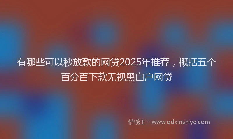 有哪些可以秒放款的网贷2025年推荐，概括五个百分百下款无视黑白户网贷