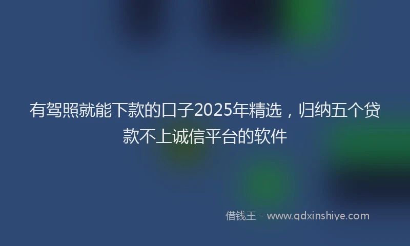 有驾照就能下款的口子2025年精选，归纳五个贷款不上诚信平台的软件