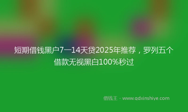 短期借钱黑户7一14天贷2025年推荐，罗列五个借款无视黑白100%秒过