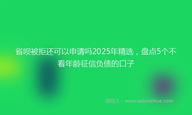 省呗被拒还可以申请吗2025年精选，盘点5个不看年龄征信负债的口子