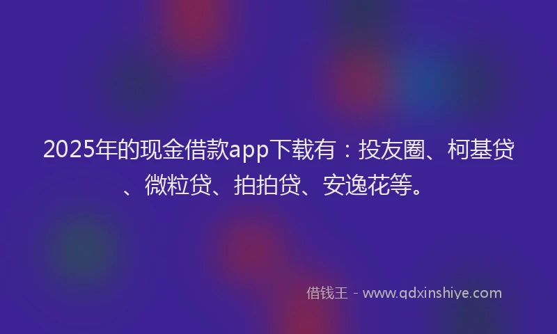 2025年的现金借款app下载有：投友圈、柯基贷、微粒贷、拍拍贷、安逸花等。