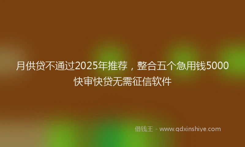 月供贷不通过2025年推荐，整合五个急用钱5000快审快贷无需征信软件